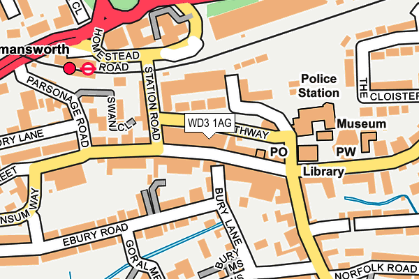 WD3 1AG map - OS OpenMap – Local (Ordnance Survey)