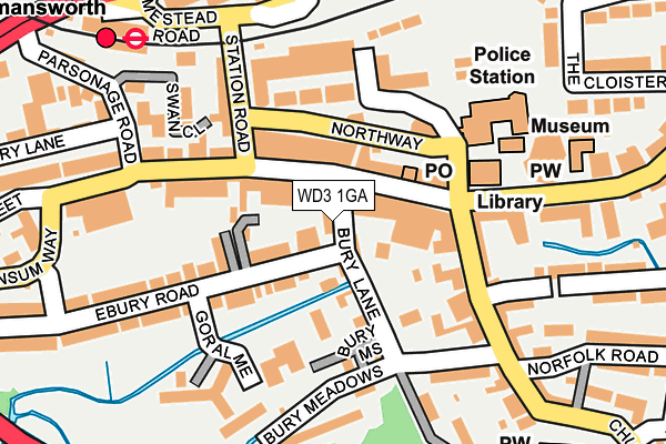 WD3 1GA map - OS OpenMap – Local (Ordnance Survey)