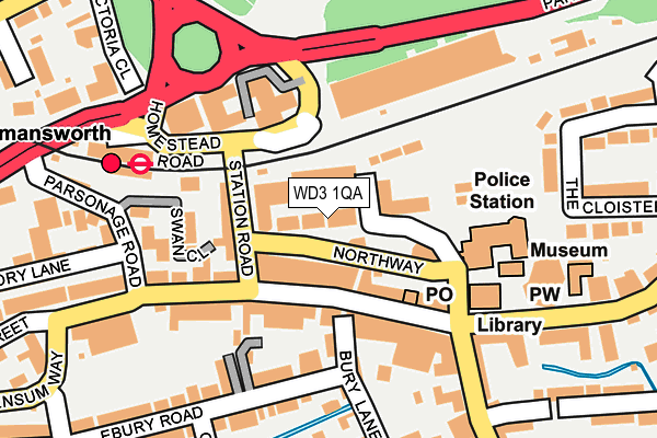 WD3 1QA map - OS OpenMap – Local (Ordnance Survey)