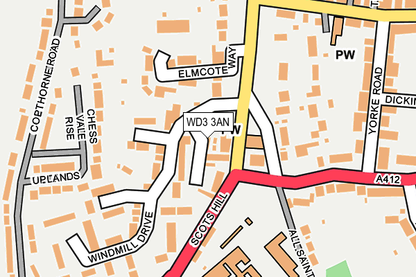 WD3 3AN map - OS OpenMap – Local (Ordnance Survey)