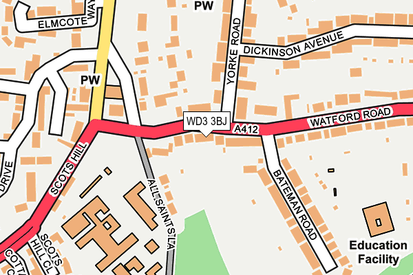 WD3 3BJ map - OS OpenMap – Local (Ordnance Survey)