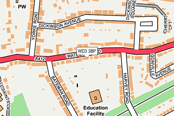WD3 3BP map - OS OpenMap – Local (Ordnance Survey)