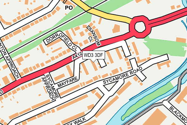 WD3 3DF map - OS OpenMap – Local (Ordnance Survey)