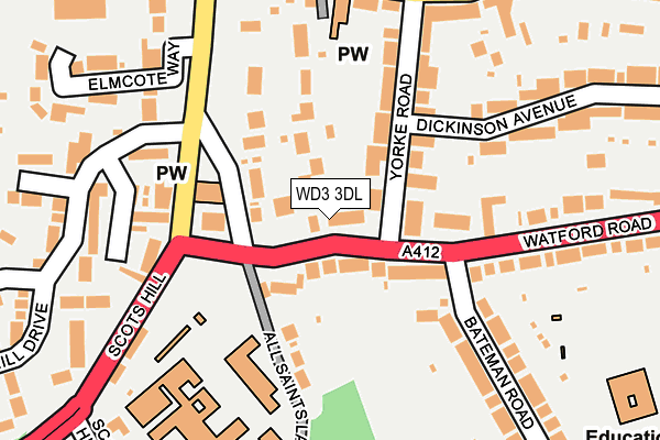 WD3 3DL map - OS OpenMap – Local (Ordnance Survey)