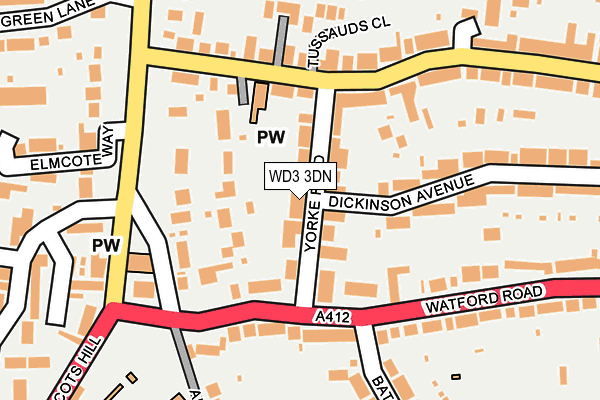 WD3 3DN map - OS OpenMap – Local (Ordnance Survey)