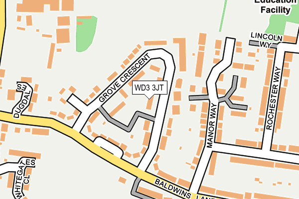 WD3 3JT map - OS OpenMap – Local (Ordnance Survey)