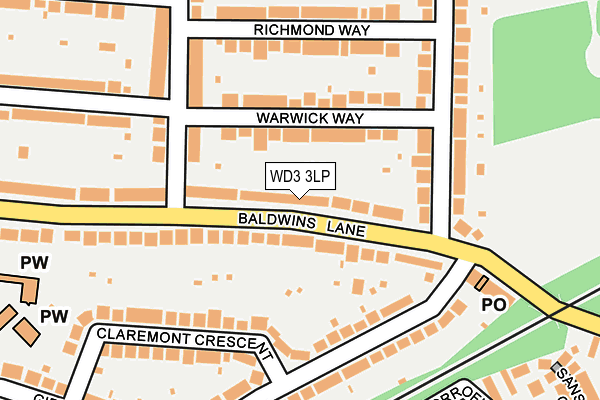 WD3 3LP map - OS OpenMap – Local (Ordnance Survey)