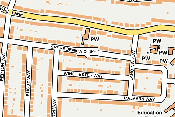 WD3 3PE map - OS OpenMap – Local (Ordnance Survey)