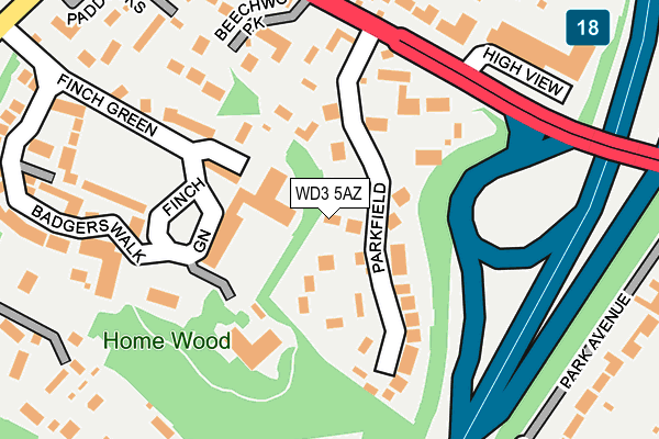 WD3 5AZ map - OS OpenMap – Local (Ordnance Survey)
