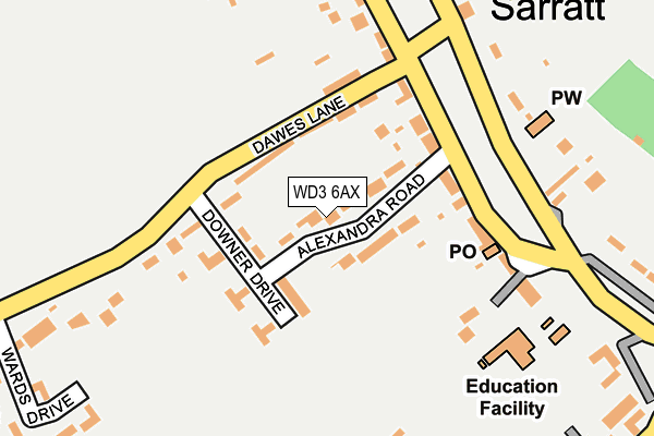 WD3 6AX map - OS OpenMap – Local (Ordnance Survey)