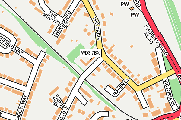 WD3 7BX map - OS OpenMap – Local (Ordnance Survey)