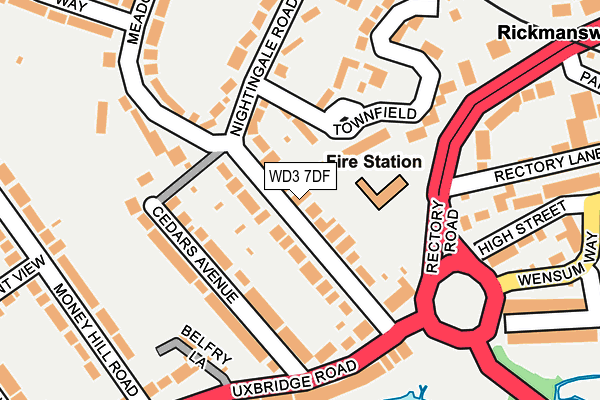 WD3 7DF map - OS OpenMap – Local (Ordnance Survey)