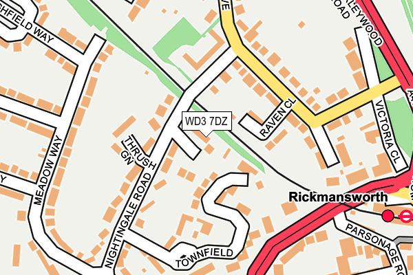 WD3 7DZ map - OS OpenMap – Local (Ordnance Survey)