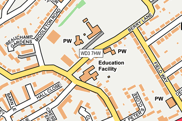 WD3 7HW map - OS OpenMap – Local (Ordnance Survey)