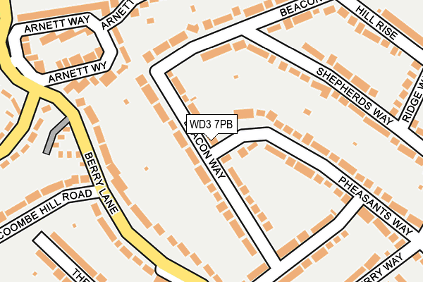 WD3 7PB map - OS OpenMap – Local (Ordnance Survey)