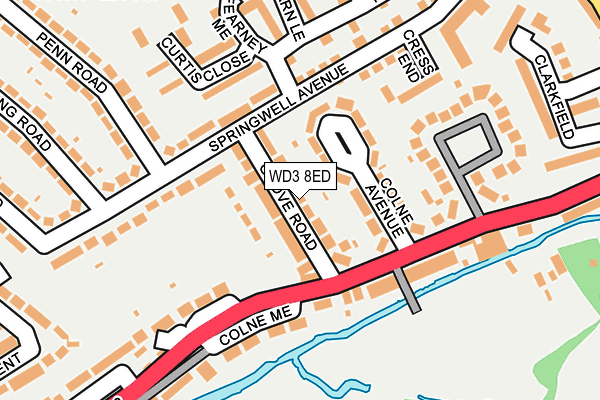 WD3 8ED map - OS OpenMap – Local (Ordnance Survey)