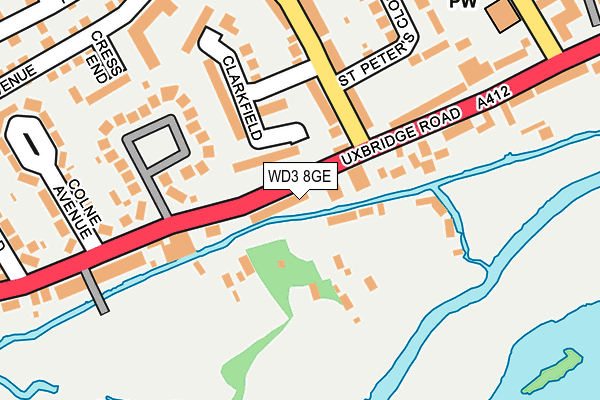 WD3 8GE map - OS OpenMap – Local (Ordnance Survey)