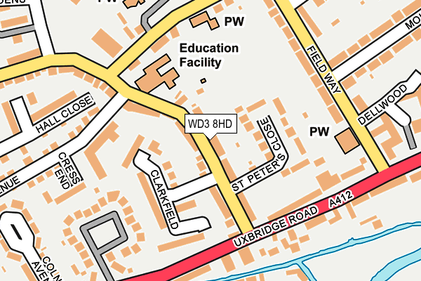 WD3 8HD map - OS OpenMap – Local (Ordnance Survey)