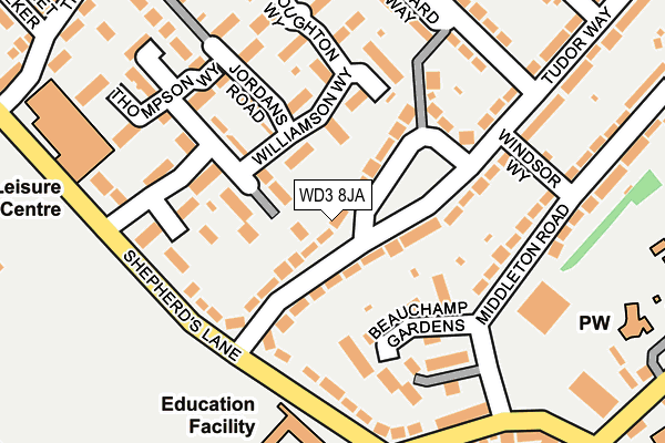 WD3 8JA map - OS OpenMap – Local (Ordnance Survey)