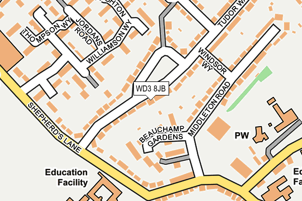 WD3 8JB map - OS OpenMap – Local (Ordnance Survey)