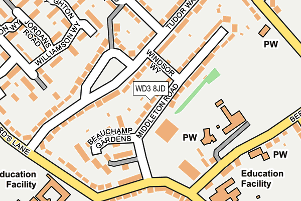 WD3 8JD map - OS OpenMap – Local (Ordnance Survey)