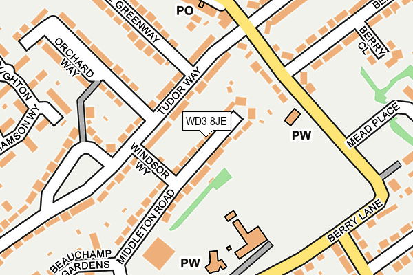 WD3 8JE map - OS OpenMap – Local (Ordnance Survey)