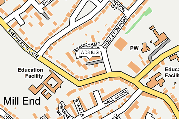 WD3 8JG map - OS OpenMap – Local (Ordnance Survey)