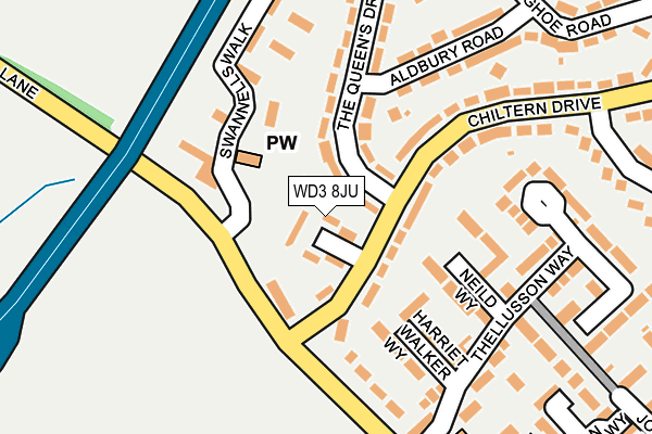WD3 8JU map - OS OpenMap – Local (Ordnance Survey)