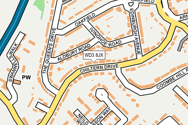 WD3 8JX map - OS OpenMap – Local (Ordnance Survey)