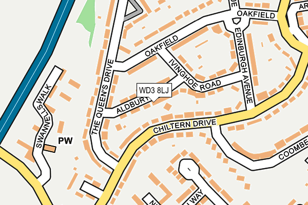WD3 8LJ map - OS OpenMap – Local (Ordnance Survey)