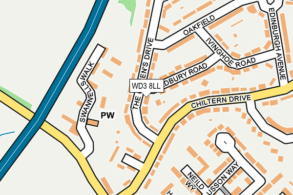 WD3 8LL map - OS OpenMap – Local (Ordnance Survey)