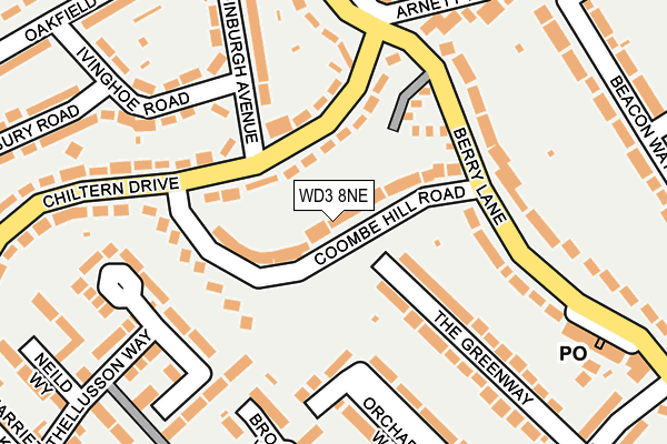 WD3 8NE map - OS OpenMap – Local (Ordnance Survey)