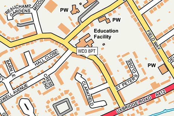 WD3 8PT map - OS OpenMap – Local (Ordnance Survey)