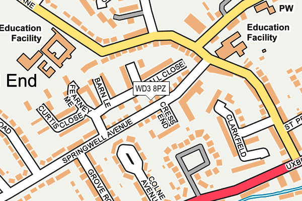 WD3 8PZ map - OS OpenMap – Local (Ordnance Survey)