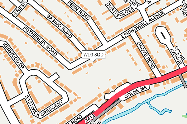 WD3 8QD map - OS OpenMap – Local (Ordnance Survey)