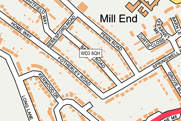 WD3 8QH map - OS OpenMap – Local (Ordnance Survey)