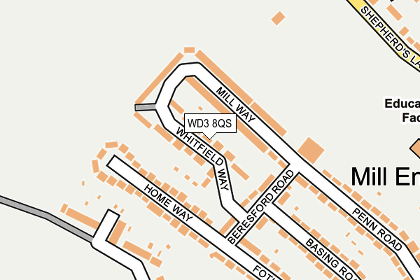 WD3 8QS map - OS OpenMap – Local (Ordnance Survey)
