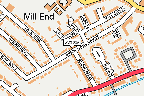 WD3 8SA map - OS OpenMap – Local (Ordnance Survey)