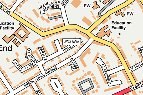 WD3 8WA map - OS OpenMap – Local (Ordnance Survey)
