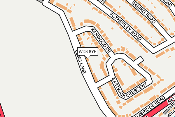 WD3 8YF map - OS OpenMap – Local (Ordnance Survey)