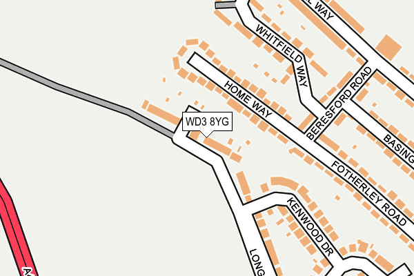 WD3 8YG map - OS OpenMap – Local (Ordnance Survey)
