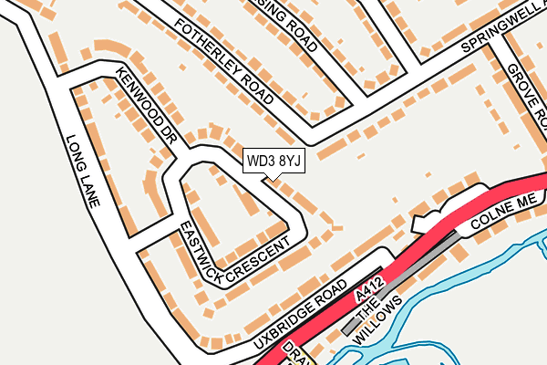 WD3 8YJ map - OS OpenMap – Local (Ordnance Survey)
