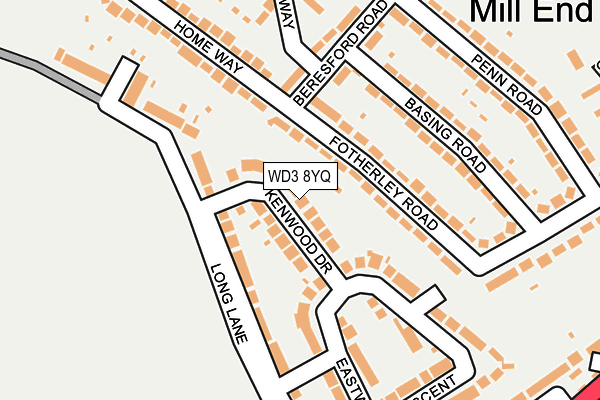 WD3 8YQ map - OS OpenMap – Local (Ordnance Survey)