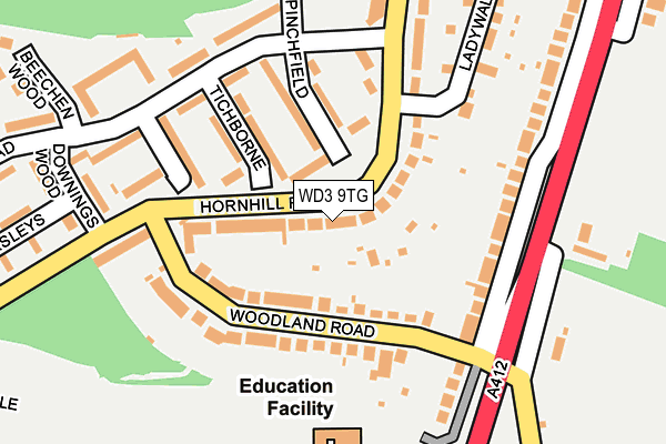 WD3 9TG map - OS OpenMap – Local (Ordnance Survey)