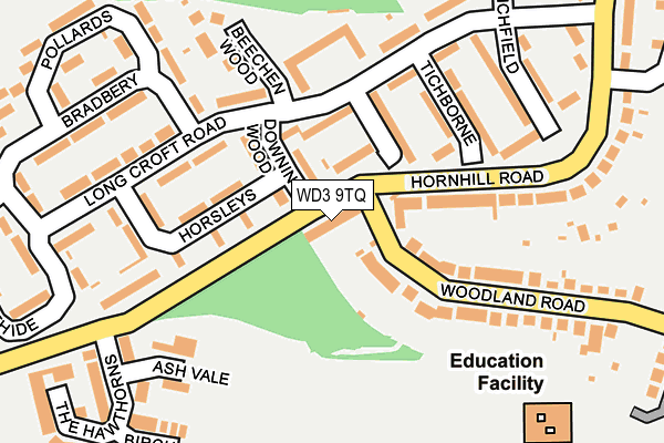 WD3 9TQ map - OS OpenMap – Local (Ordnance Survey)