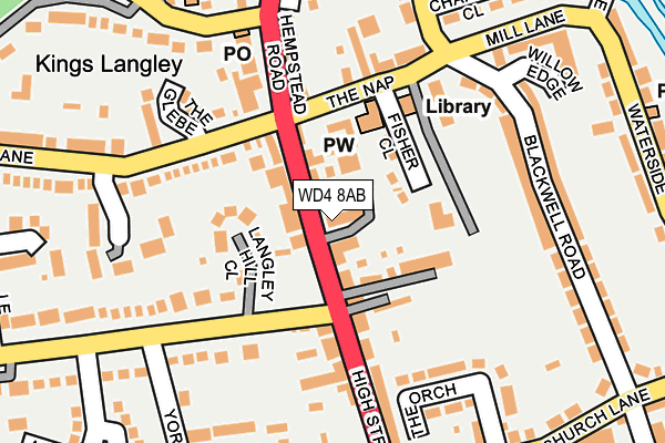 WD4 8AB map - OS OpenMap – Local (Ordnance Survey)