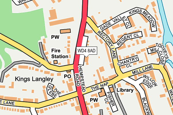 WD4 8AD map - OS OpenMap – Local (Ordnance Survey)