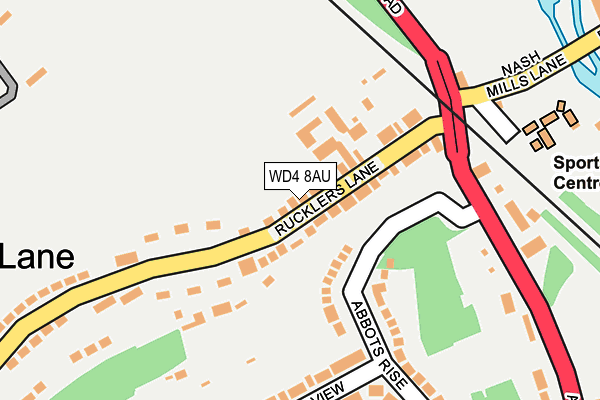 WD4 8AU map - OS OpenMap – Local (Ordnance Survey)