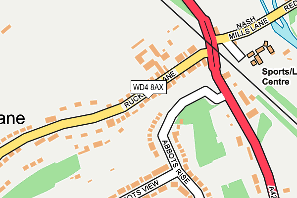 WD4 8AX map - OS OpenMap – Local (Ordnance Survey)