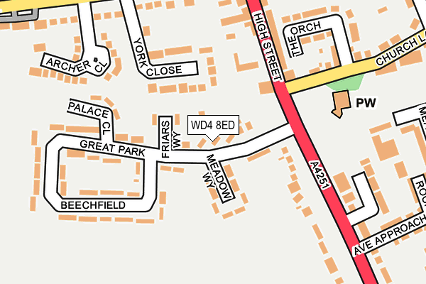 WD4 8ED map - OS OpenMap – Local (Ordnance Survey)